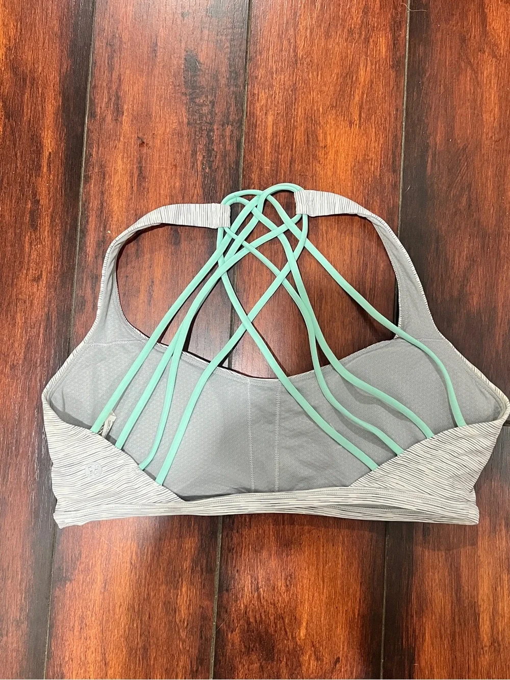 Seamless Heather Gray Bralette with Mint Strappy Back
